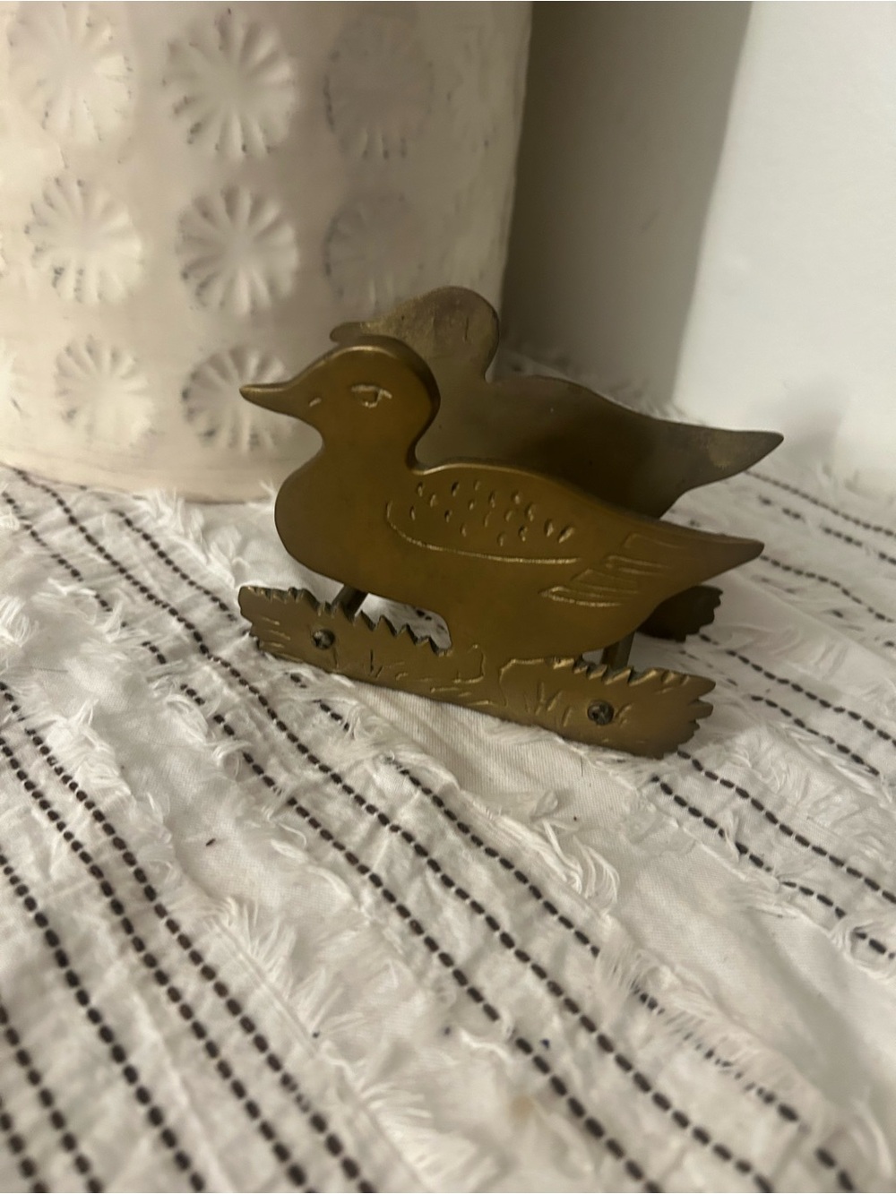 Vintage 70s Brass Duck Napkin Holder Solid Brass Tabletop Decor